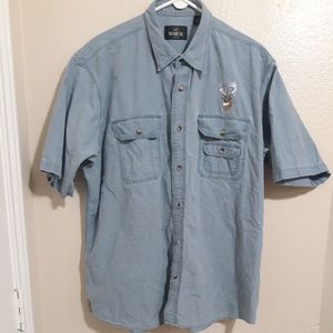 RedHead Sz XXL Blue Pockets Button Up Casual Buck Embroidered
